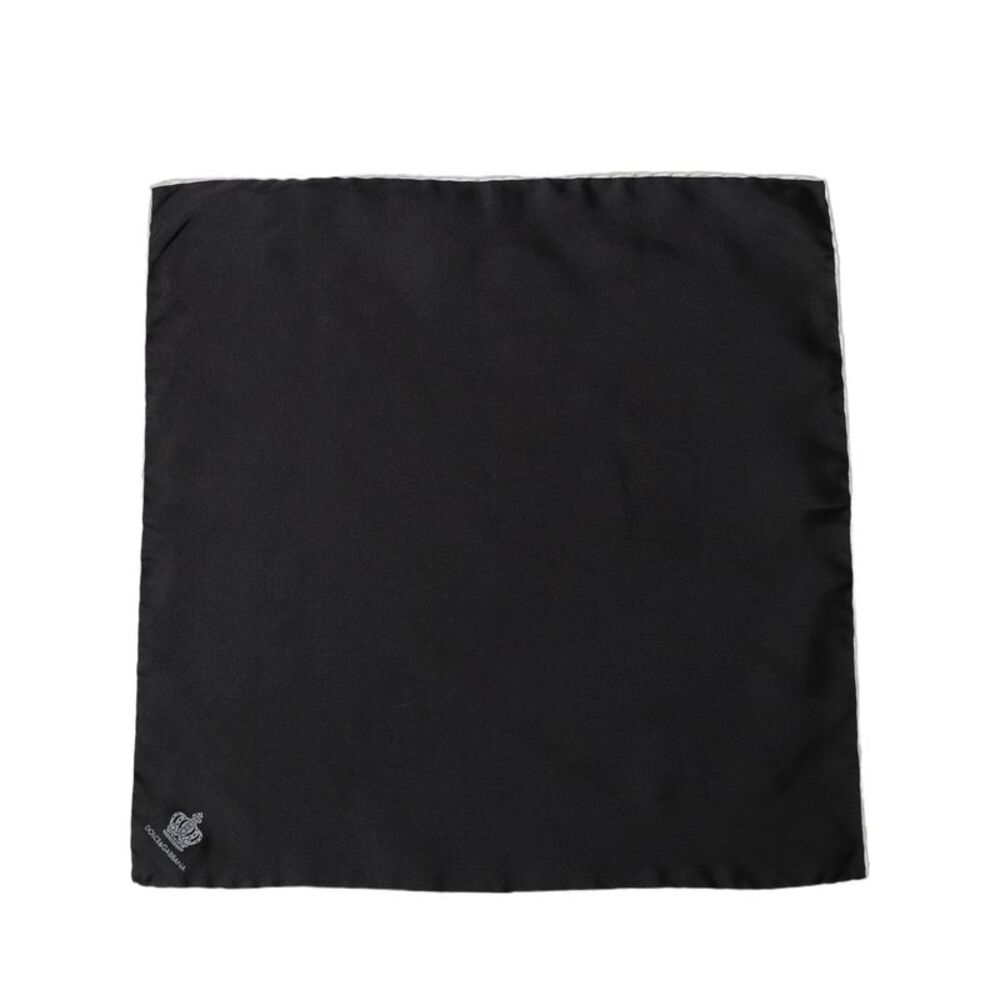 Dolce & Gabbana Men Black Silk Pocket Square Foulard Men's Scarf